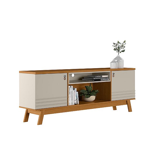 Rack Colorado 1.80m Tv até 75 Nature/Off White - Linea Brasil