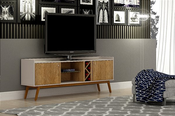 Bancada Rio Janeiro 1.80m Tv até 60 Off White/Cinamomo - Valdemoveis