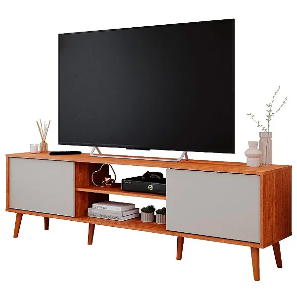 Bancada Berlim 1.80m Tv até 60 Cinamomo/Off White - Permobili