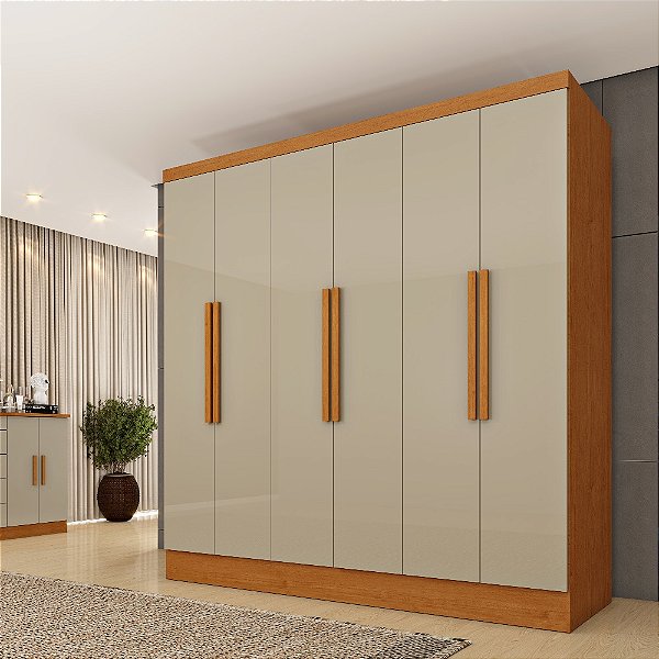 Roupeiro Bariloche 6 portas 1.80m  – Cinamomo/Off White