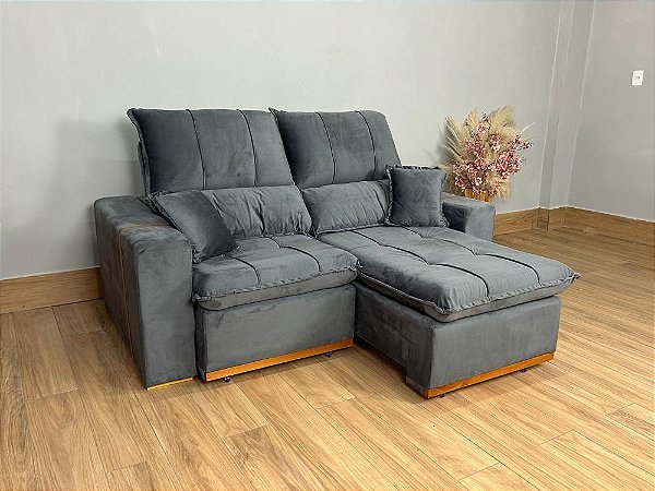Retrátil Reclinável Oásis D28 1.80m – Cinza  Veludão