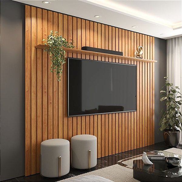 Painel Ripado até 85″ Supremo 2.30m Cinamono - Patrimar