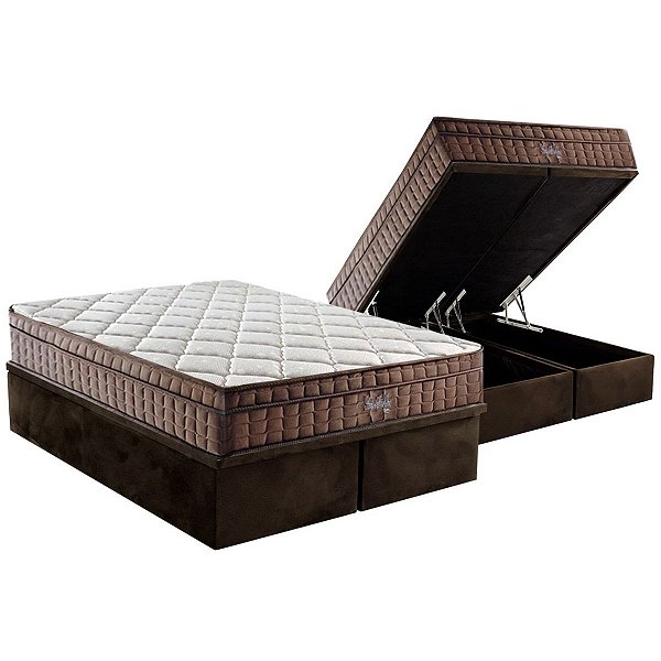 Colchão Queen Star One D28/AG D70 + Base Box Baú - Anjos Colchões