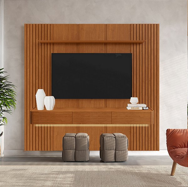 Painel até 58″ Union 1,87 + Nicho Union 1,80 Naturale - Mavaular