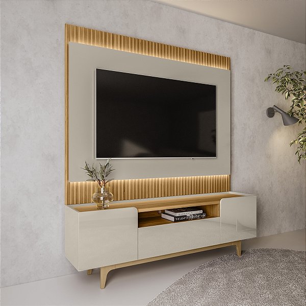 Painel até 70″ São Paulo 1.8 + Rack Orlando Tauari/Off White  - Linea Brasil