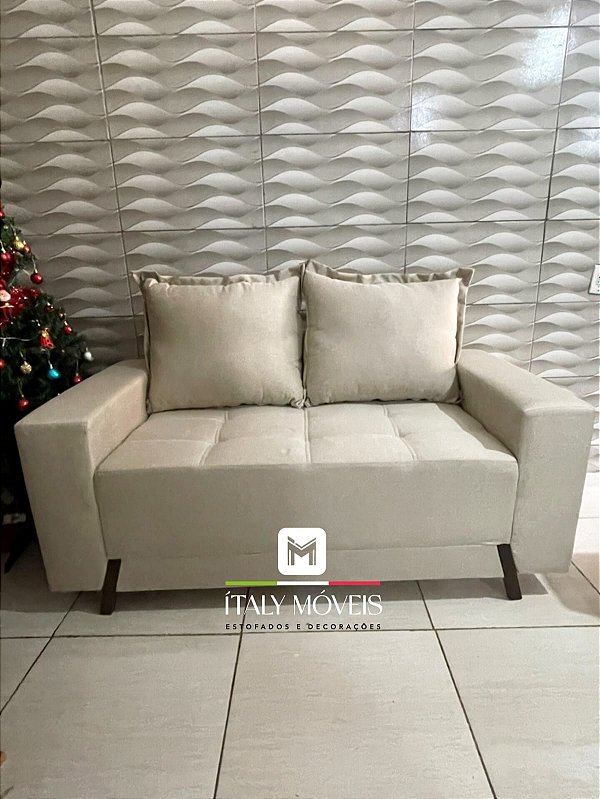 Sofá 2 lugares Cód: 8100 1.55m Linho Bege 24