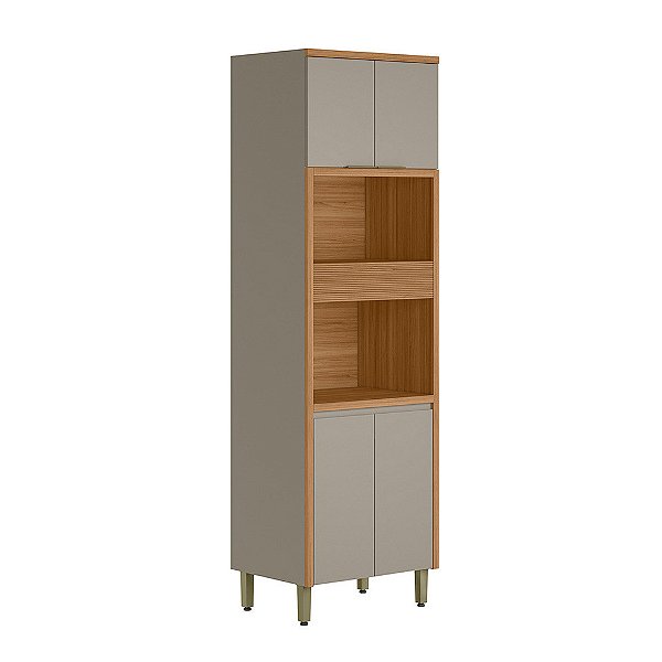 Paneleiro Allure 170cm 100% MDF Jequitibá/Griss - Linea Brasil