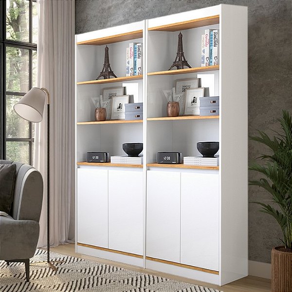 Kit 2 Armários Multiuso Encanto Branco/Cinamono – Patrimar