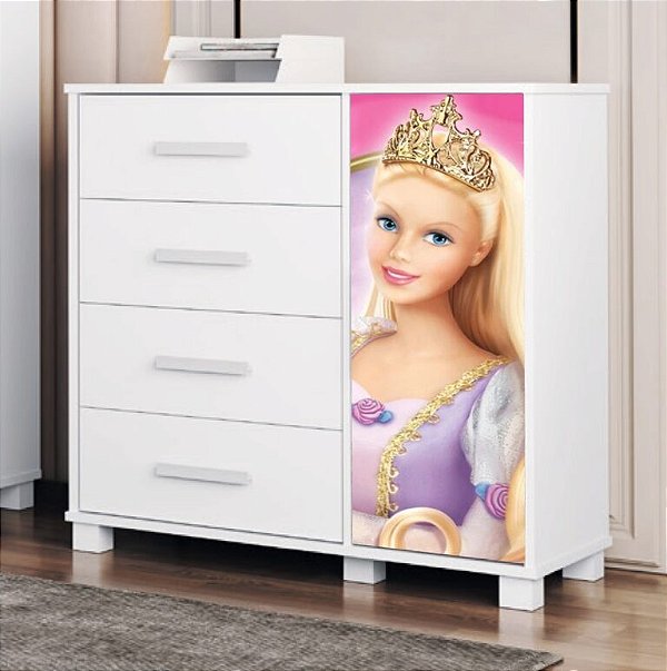 Cômoda 4 Gavetas com Sapateira Lívia (Menina) Barbie 404189
