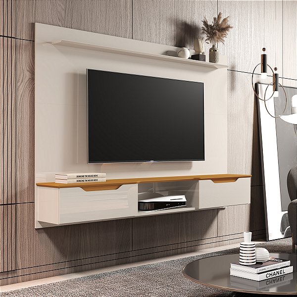 Painel até 65″ Studio Off White/Cedro 1.60m  - EDN Móveis