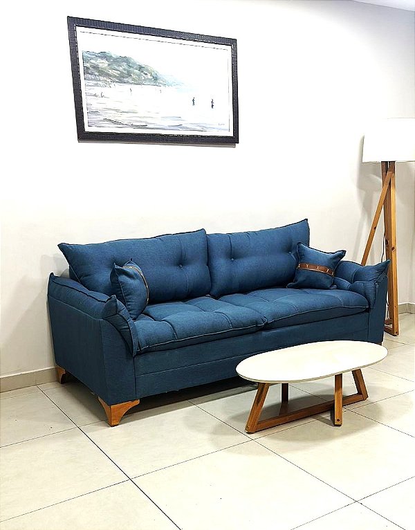 Sofá 3 lugares Creta 2.00m – Linho Azul