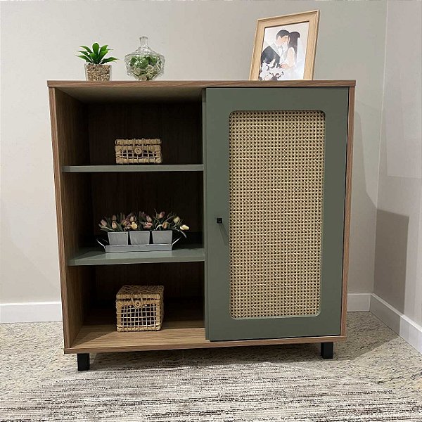 Buffet Charlotte 1 Porta 80cm Carvalho/Menta - Artely