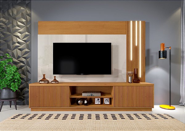Home Arezzo com LED 2.20m Tv 75 Naturale/Off White - Mavaular