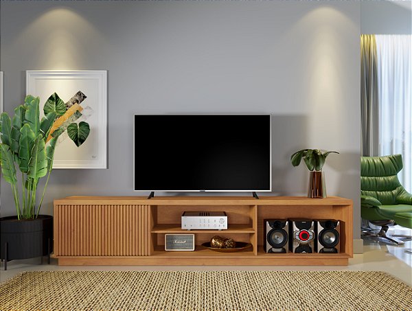 Rack Arezzo Ripado 2.20m Tv até 75 Naturale - Mavaular