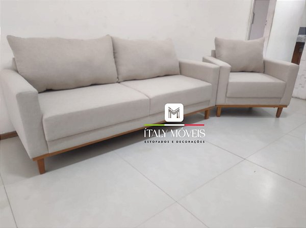 Sofá Living 02 Lugares Felicia + Poltrona Runa 01 Lugar - Viero