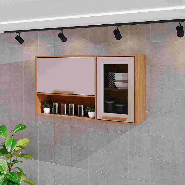 Aéreo Basculante Cozinha Flórida Vidro Fume 1.20m - Salleto