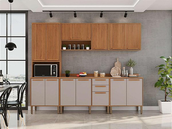 Cozinha Florida Ripada 05 Peças 2.70m Cinamomo Off White Ripado - Salleto