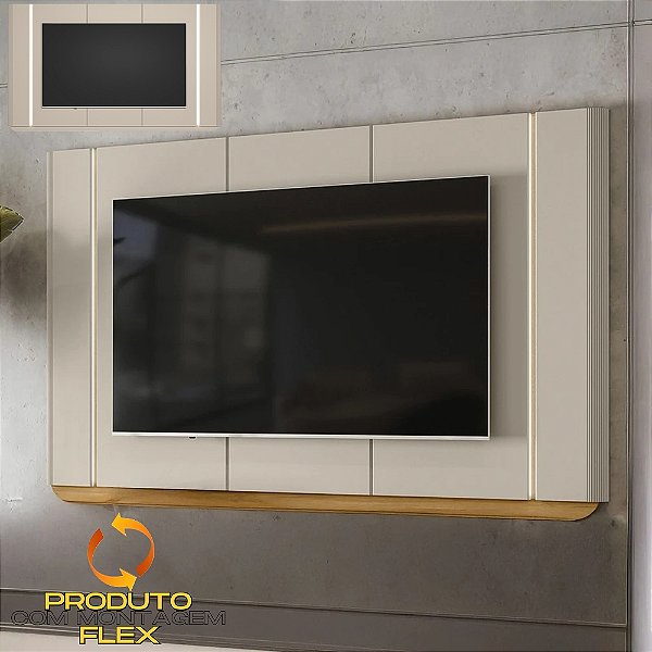 Painel Tv até 75″ Santorini 2.39m Com LED Off White/Tauari Fosco - Linea Brasil