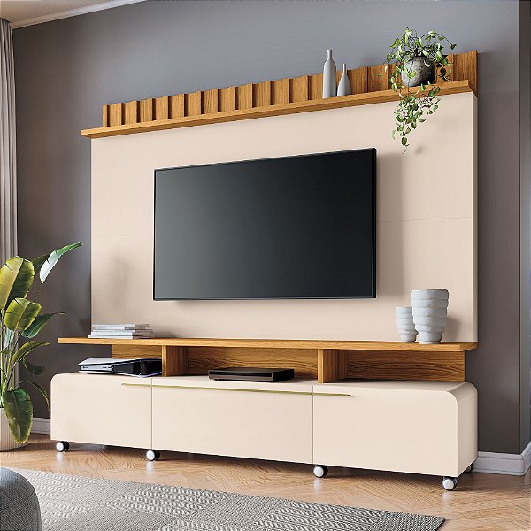 Home Theater Artis 2.00m 02P01G3N Tv até 70 Off White/Cinamomo - HB Móveis