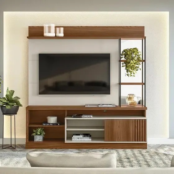 Home Theater Garibalde 1.82m Tv até 60 Freijo/Off White - Linea Brasil