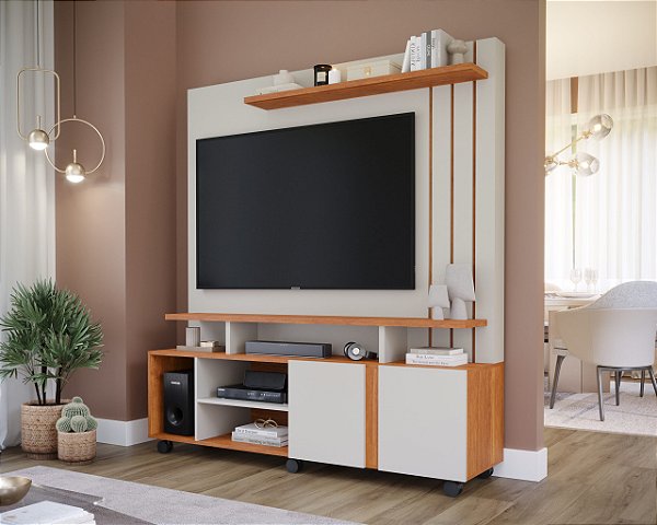Home Theater Valencia 1.60m Tv até 55 Off White/Nature - Permobile