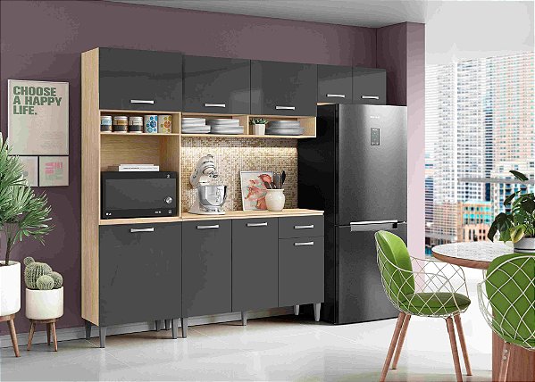 Cozinha Aurora + Balcão  Atenas 2.50m - Aramóveis