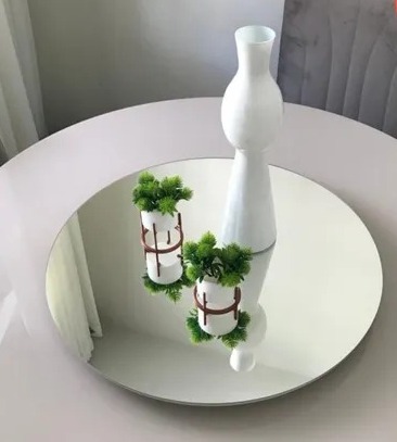 Prato Giratorio Delfos 50x50 com Espelho Off White Sparta