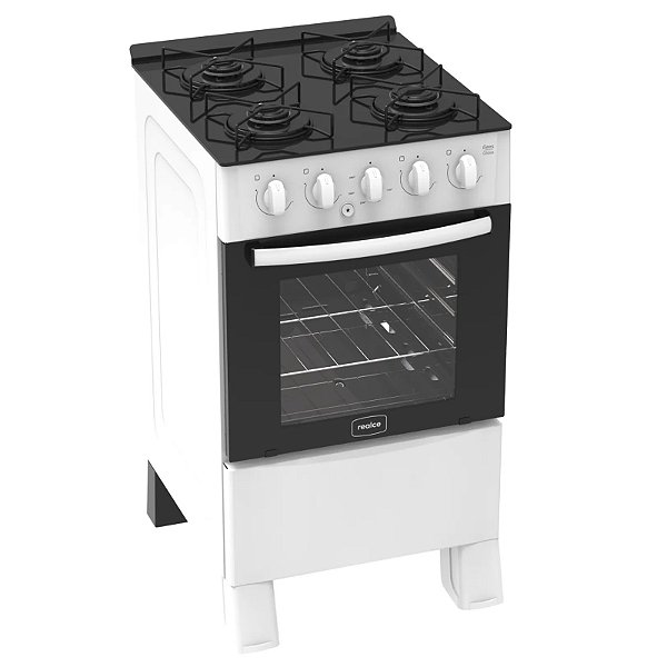 Fogao Ares Glass 4 Bocas Mesa de Vidro Temperado Branco Realce Eletrodomesticos