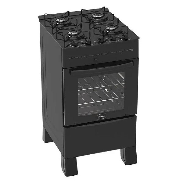 Fogao Zeus Glass Super 4 Bocas Mesa de Vidro Preto Realce