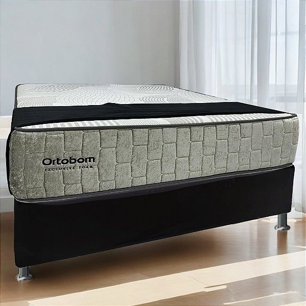 Colchão Casal Exclusive Foam D33 + Base Box Simples até 150Kg