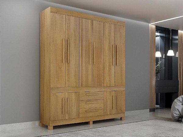 Roupeiro 10 Portas Ben Te Vi 1.85m 100% MDF Cinamomo - Valdemóveis