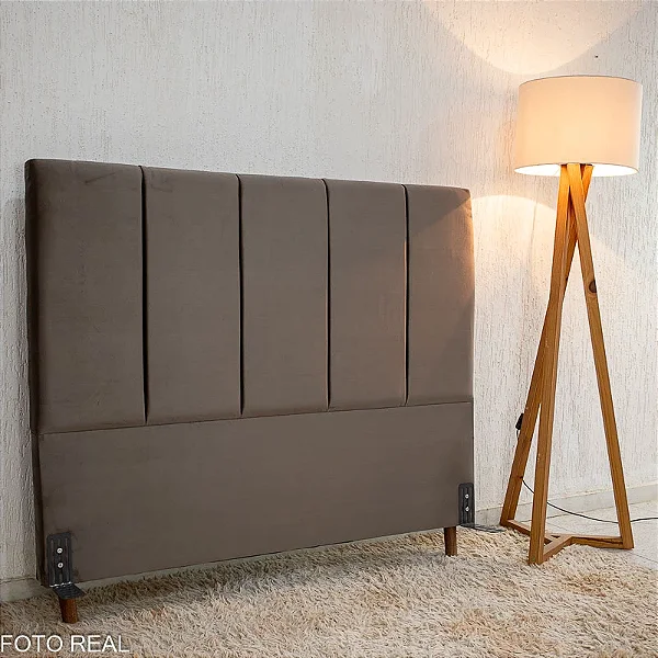 Cabeceira Casal Roma Camurça Marrom Larg. 1.40m Com Frame