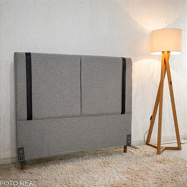 Cabeceira Casal Dubai Linho Cinza Larg. 1.40m Com Frame