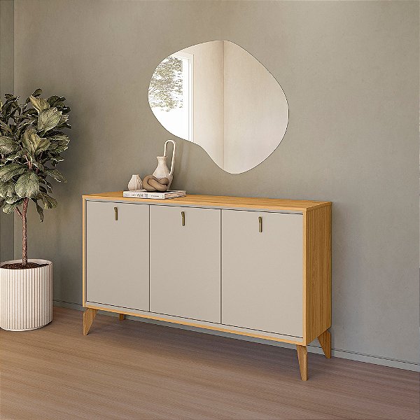 Buffet Aura 03 Portas 1.36m Tuari/Off White Fosco- Linea Brasil