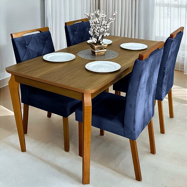 Mesa Alegra 120x80 Cinamomo com 4 Cadeiras Yasmim