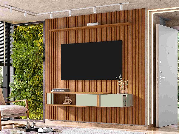 Painel Cancun 2.24m 1G1N1P Tv 85 Naturale Off White - Bechara