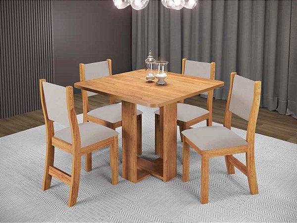 Sala Wave/Oásis 90x90 com 4 Cadeiras Sol- Viero