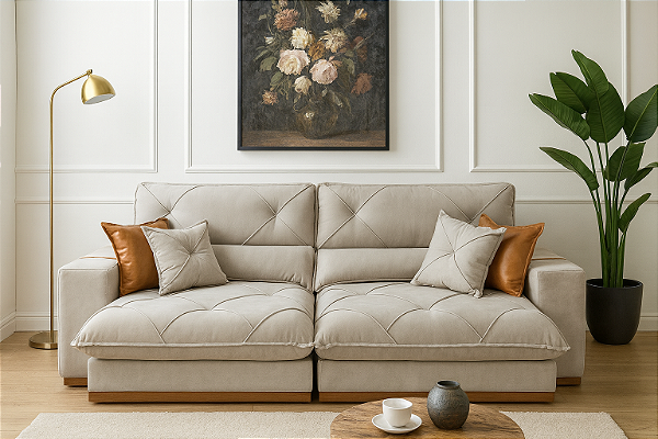 Retrátil e Reclinável Aquiles 2.30m D28 e Molas Ensacadas - Zarat Estofados