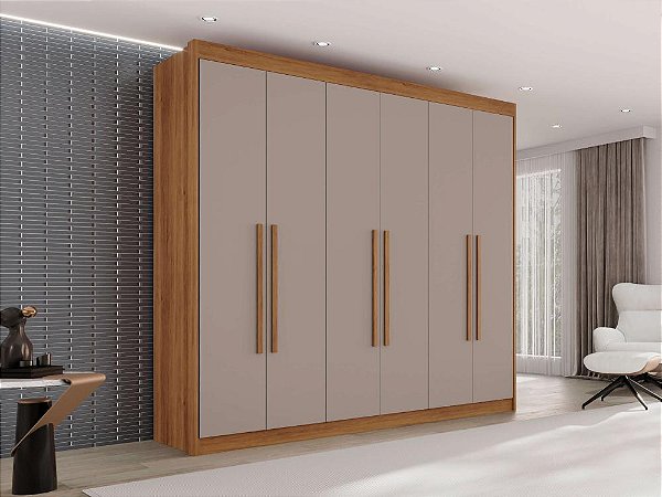 Roupeiro Italia 2.40m 100% MDF 06 Portas e 06 Gavetas - Salleto