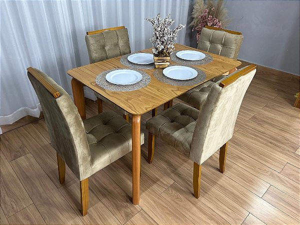Mesa de Jantar Veneza 1.20×0.80 Laminado c/4 Cadeiras Londres