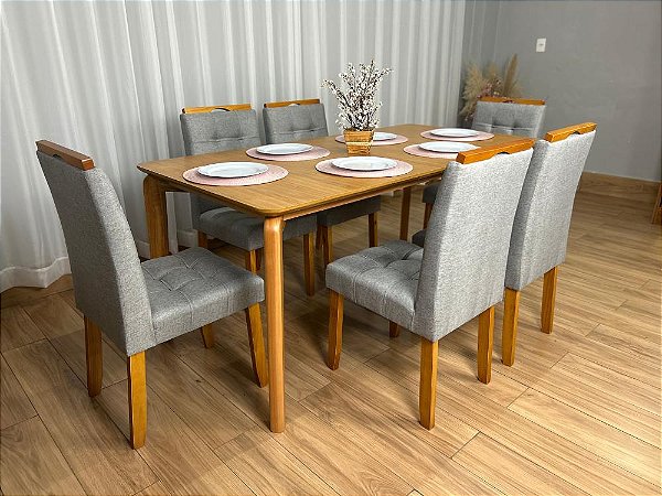 Mesa de Jantar Veneza 1.80×0.90 Laminado c/6 Cadeiras Londres