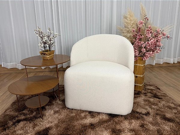 Poltrona Decorativa Doha Linho Bege - Luxury