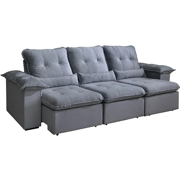 Retrátil e Reclinável Arsenal 5 Lugares 2.70m em Veludo