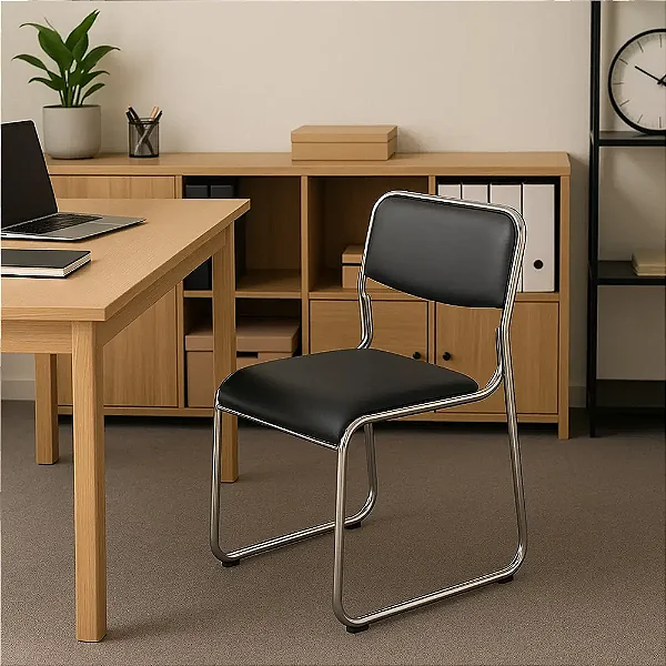 Cadeira Office Dubai com Base em Aço Cromado OR Design