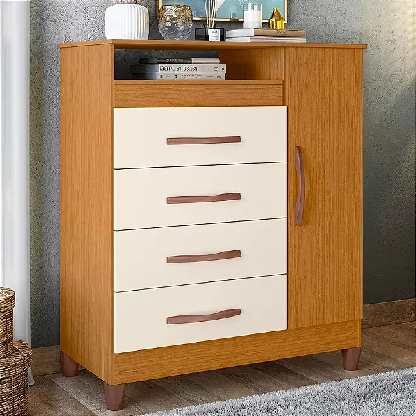 Cômoda Turquesa 1 Porta 4 Gavetas Albatroz