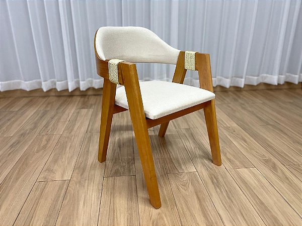 Cadeira Ravena Concha Madeira Maciça em Linho - Minas Plac