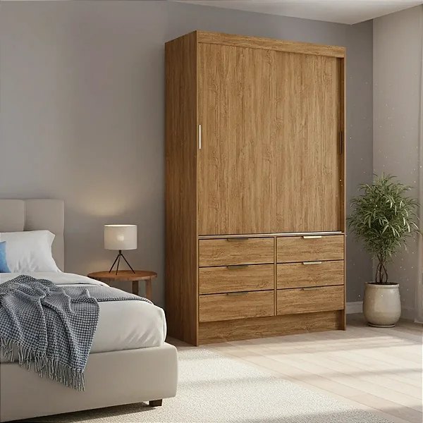 Roupeiro Sevilha Sem Espelho Solteiro 02 Portas de correr - Carioca Móveis