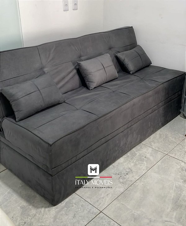 Sofá Cama Italia Baú Espuma D28 de 7cm - Araujo Estofados