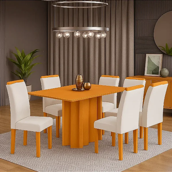 Mesa de Jantar Recife 160x080 com 6 Cadeiras Viero