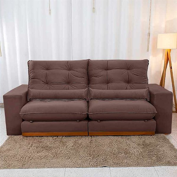 Retrátil Reclinável Toronto 210m Molas Pocket e Pillow Top 25cm Veludo Suede